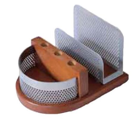 METAL/WOOD DESK ORGANISER FOR CARDS/CLIPS/PENS