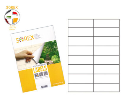 SOREX LABELS A4 2X8 105X37 100SH WHITE