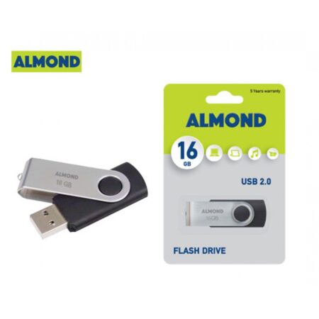 ALMOND FLASH DRIVE USB 16GB 2.0 TWISTER BLACK