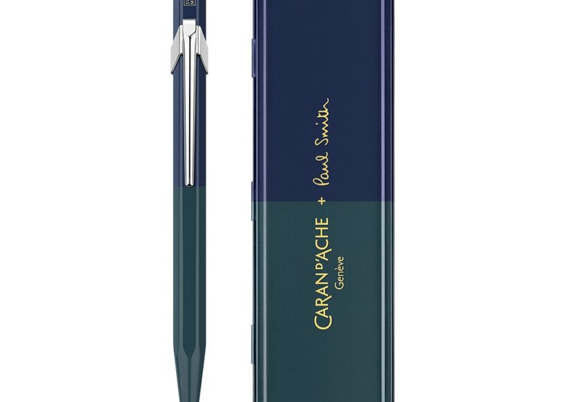 cda-849-paul-smith-green-navy-ballpoint-metallic-pen-box-black-ink-m