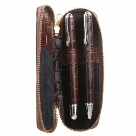 Cerruti 1881 SET Fountain Pen & Ballpoint PENS BROWN LEATHER