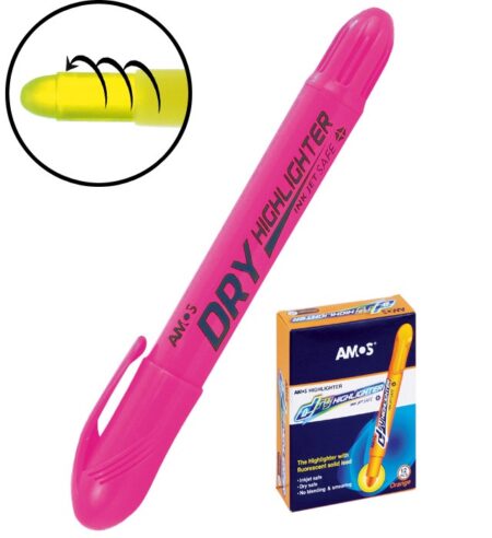 AMOS HIGHLIGHTER DRY INKJET SAFE PINK (12/PACK)