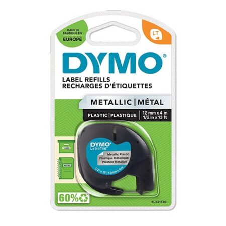 DYMO LETRATAG TAPES 12mmx4m SILVER