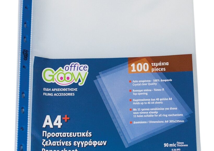 groovy-sheet-protector-a4-90mic-clear-with-blue-holes-100pcs