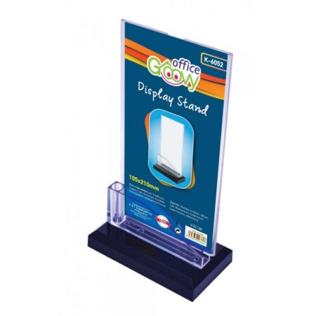 ACRYLIC DISPLAY STAND 1/3 A4 T-SHAPE WITH CARD CASE 105X210MM