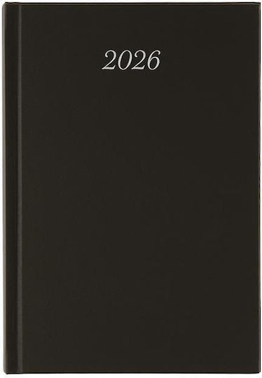 DIARY 2026 DAY BY DAY BLACK 14X21CM HARD COVER 521636