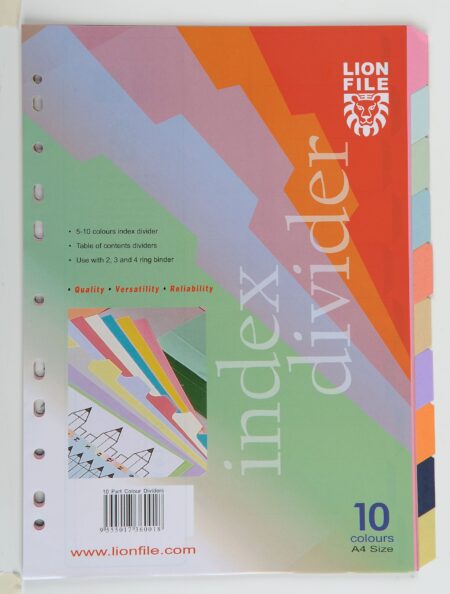 LION PAPER INDEX 10 CLRS TAB