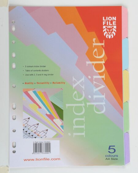 LION PAPER INDEX 5 CLRS TAB